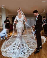 ha081 fansmile vestidos de novia vintage lace mermaid wedding dress plus size bridal gowns robe de mariage