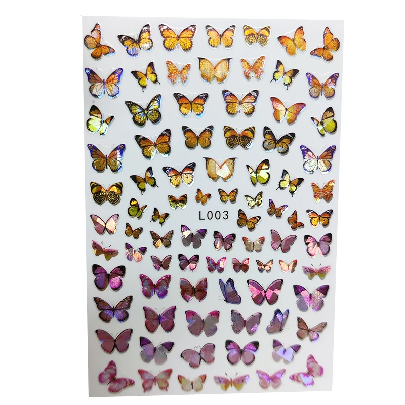 

Butterfly Nail Art Sticker Waterproof Shiny Applique Nail Sticker Color Stripe Line Love Nail Art Decoration Aurora Silver