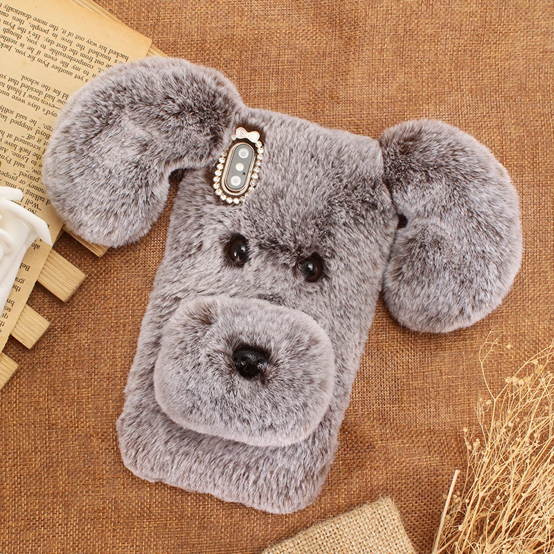 Модный красивый стильный защитный чехол с длинными волосами в виде собаки на