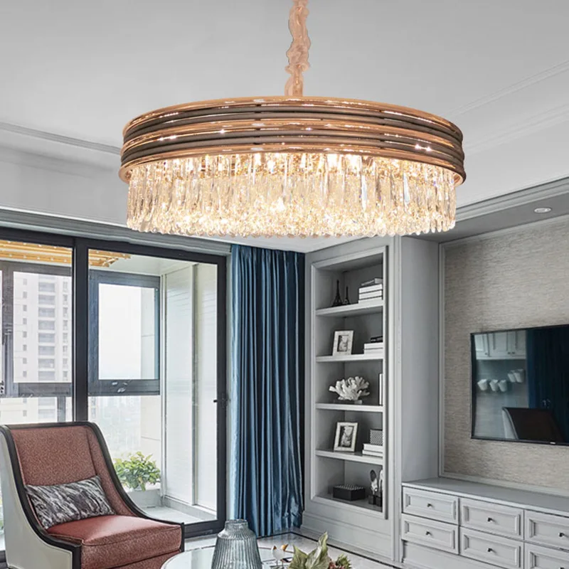 

Modern Crystal Chandelier Creative Round Living Room Lamp Luxury Atmosphere Restaurant Bedroom Hanging Lamp Home Decoration Gold