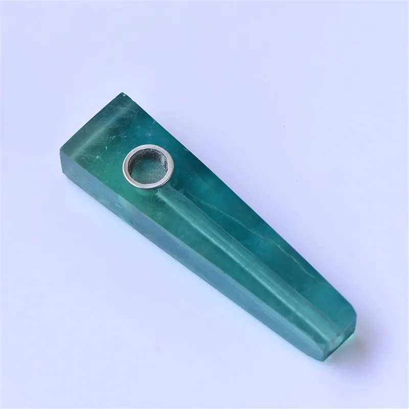 Натуральный красивое зеленое флюоритовый кварц с украшением в виде кристаллов