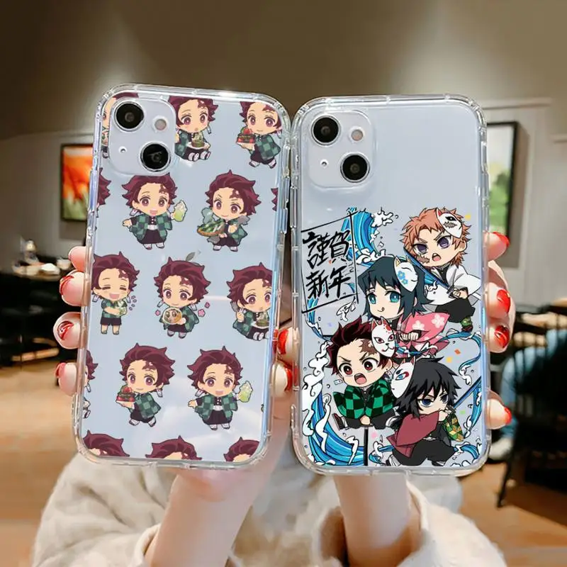 

cartoon demon slayer Phone Case Clear Transparent for iPhone 11 12 13 mini pro XS MAX 8 7 6 6S Plus X 5S SE XR 2020