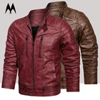 Мужская винтажная кожаная куртка, черная однотонная байкерская куртка из искусственной кожи, одежда для зимы, 2022