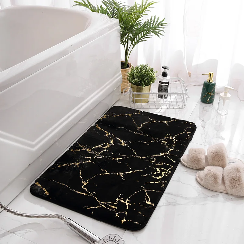 

Non-Slip Mat in The Bathroom Faux Fur Rabbit Bath Mat Absorbent Shower Bathroom Carpets Soft Tolite Floor Rug WC Mat Home Decor