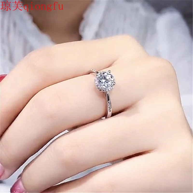 

Qiong Fu electroplating PT950 platinum ring Moissanite ring jewelry adjustable stainless steel geometric cubic zirconia jewelry