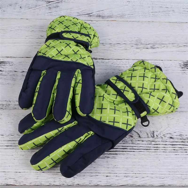 

1 Set Outdoor Riding Ski Gloves Windproof Fleece Warm Gloves Sport Full Finger Glove(Green)