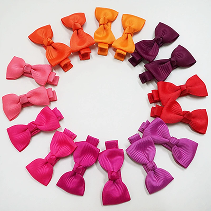 4 шт./лот 2 дюйма однотонные Ленточные банты для малышей челки заколки модные