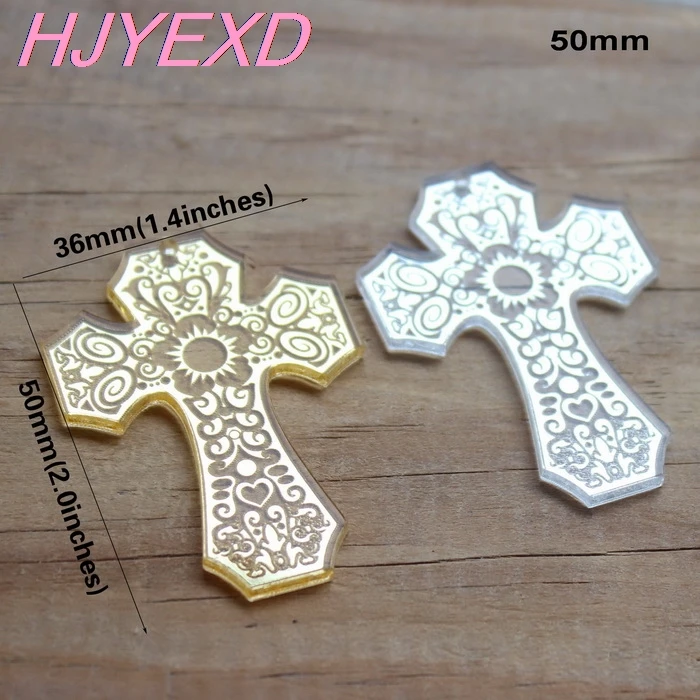 Акриловые серьги в виде креста диаметром 38 мм/50 мм зеркальный лазерный вырез под