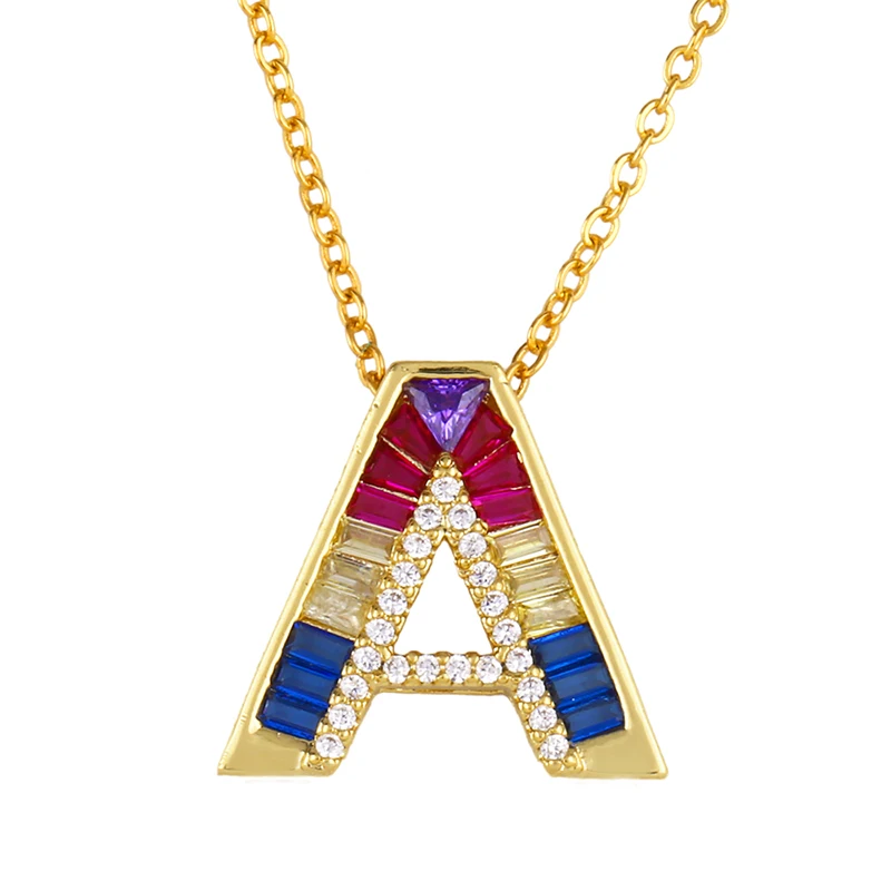 Элегантные AAA кубического циркония буквы ожерелья с подвесками золотые