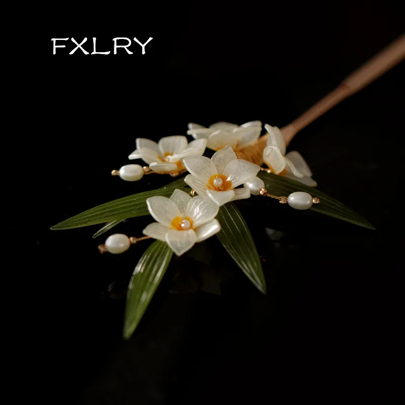 

FXLRY оригинальные Винтажные заколки для волос ручной работы с натуральным пресноводным жемчугом и цветами, аксессуары для волос для женщин