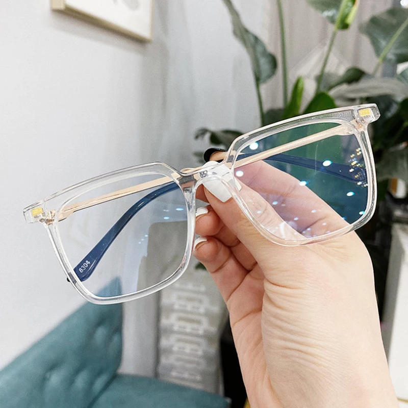 

TinffGan anti blue Glasses Frame Square eye glasses Frames Women Men Metal Frame Myopia eyeglasses frames computer glasses black