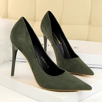 european and american style fashion simple stiletto super high heel shallow mouth pointed suede sexy nightclub girl