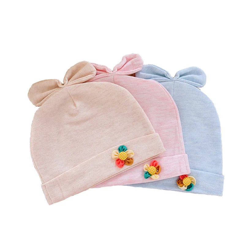 

Spring and Autumn Newborn Tire Cap Pure Cotton Single Layer Cotton Men and Women Baby Sleeping Color Headset Wholesale
