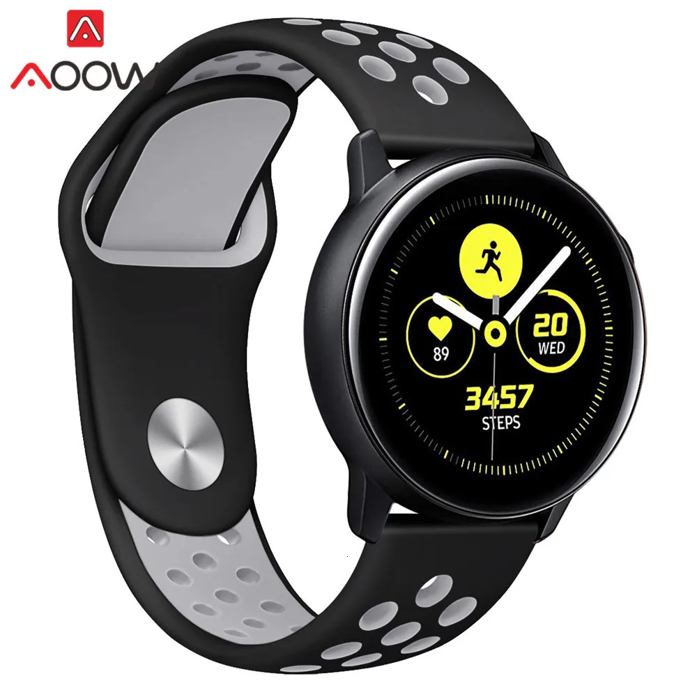 20 мм силиконовый спортивный ремешок для samsung Galaxy Watch Active 42 мм gear S2 Amazfit bip Мягкий ТПУ дышащий браслет ремешок