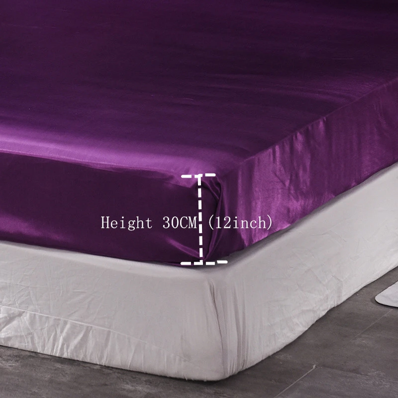 Home Textile Satin Bedsheet Standard Imitate Fitted Sheet King Queen Full Twin USA UK Size Slip Elastic Mattress Cover | Дом и сад