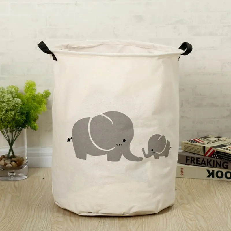 Folding Laundry Basket Round Storage Bag Cute Large Capacity Hamper Clothes Toy Bucket Organizer for Home | Дом и сад