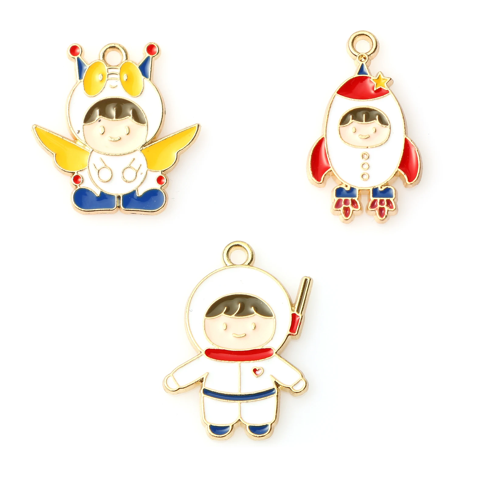 

10PCs Cute Child Astronaut Style Charms Pendant For Jewelry Making Creative Enamel Earrings Handmade Pendant Necklace DIY Supply