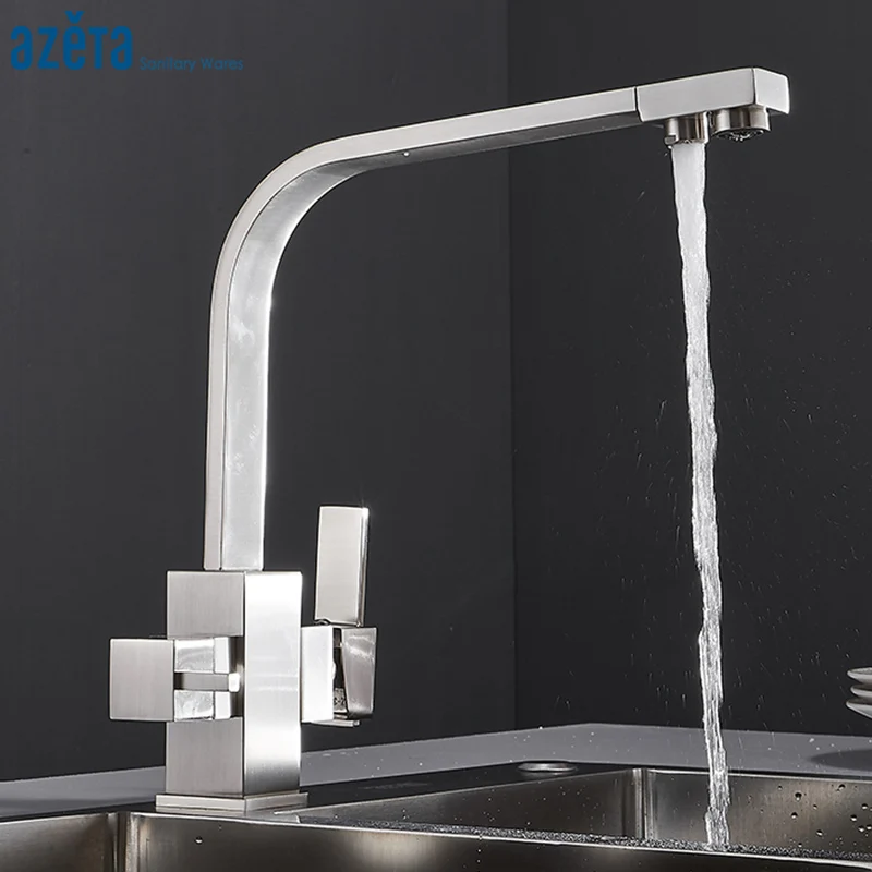 

Azeta 360 Degree Rotation Tap 3 Way Filter Kitchen Faucet Drinking Water Kitchen Mixer Deck Mounted Kitchen Sink Tap AT9638BN