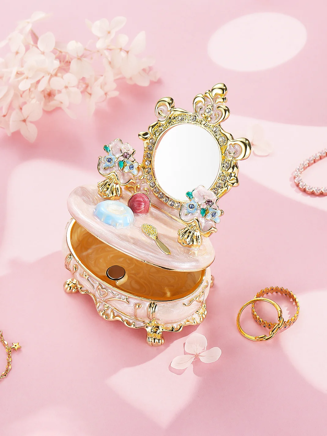 

Cy Princess Dresser Jewelry Storage Box Girl Makeup Table Photo Decoration Metal Ornaments