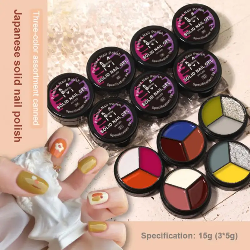 

Three-color Solid Nail Polish Paint Gel Nail Art Designs Manicure Soak Off UV LED Ink Color Varnish Gel Nail Polish Lacquer