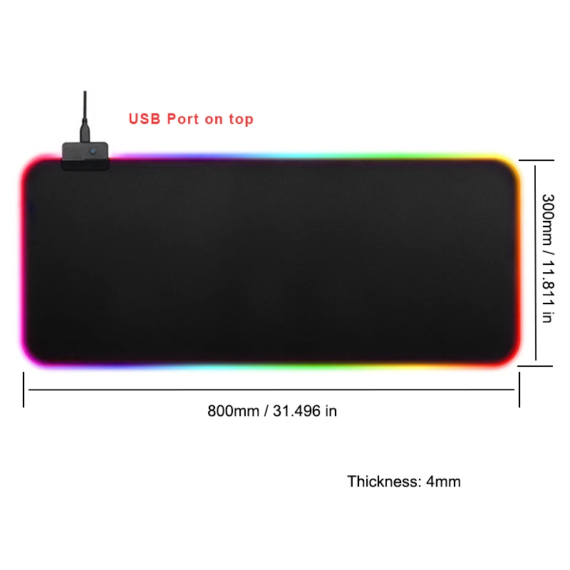 300x800x4mm HECULAS игровой коврик для мыши RGB светодиодный коврик 7 цветов коврик для мыши 25x35 см 35x75 см - Цвет: 300x800x4mm