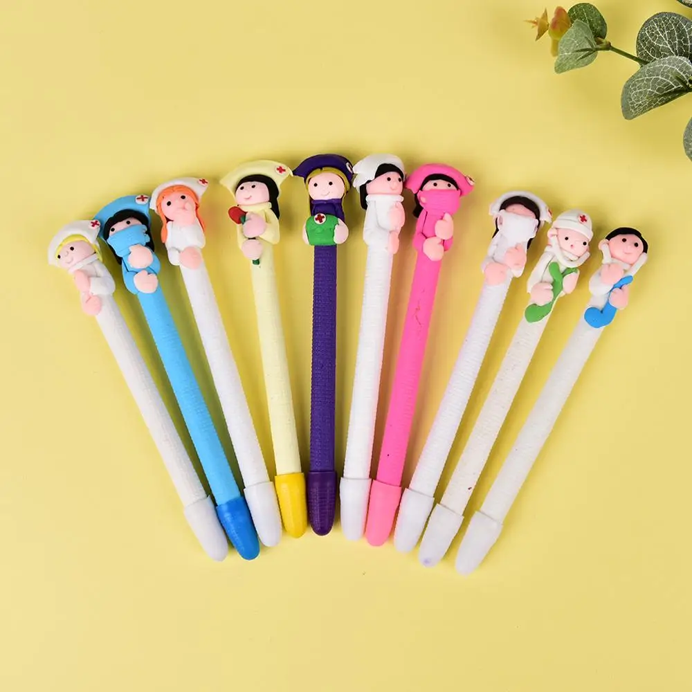 

5pcs 0.5mm Refill Black Soft Ballpoint Pen Creative Nurses And Doctors Modeling Students Stationery Gift