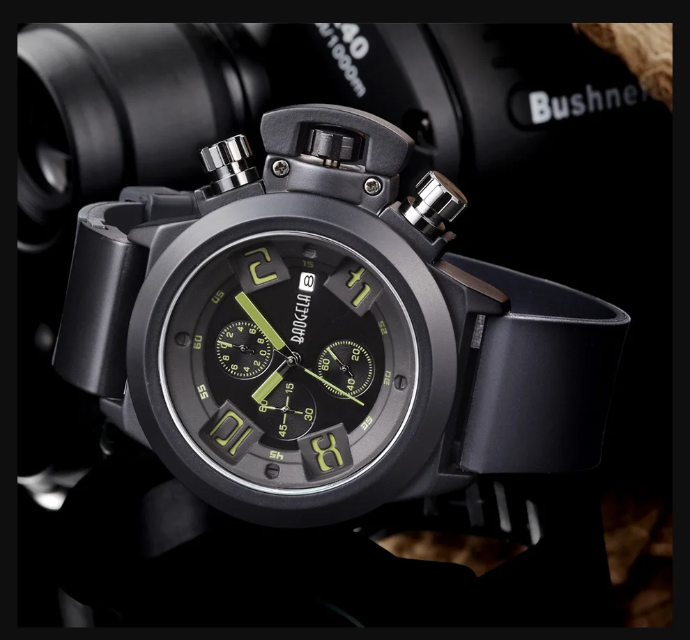 Baogela mode hommes montres меню кварцевый Спортивный Хронограф Montre Homme Relogio Masculino силиконовый Montre-браслет pour Homme horlo