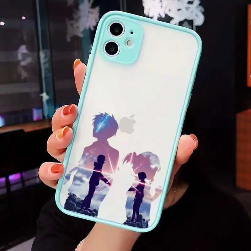 

Anime your name Phone Case Matte transparent For blue iPhone 12 Mini 11 Pro XR XS Max 7 8 Plus X Back Cover