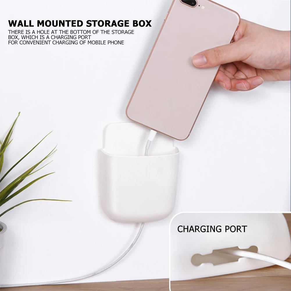 

Wall Rack Socket Stand Home Desktop Phone Organizer Shelf Office Storage Box for Household Living Room Accessories