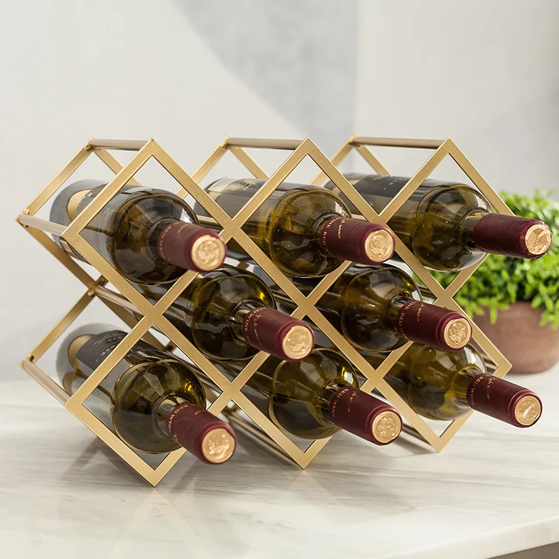 CF3 Simple Diamond Wine Rack Display Lattice Cabinet Metal Customized Red Creative | Мебель