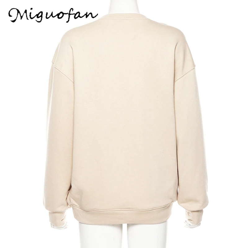 Miguofan женские толстовки с буквенным принтом свитшоты на осень и весну длинным
