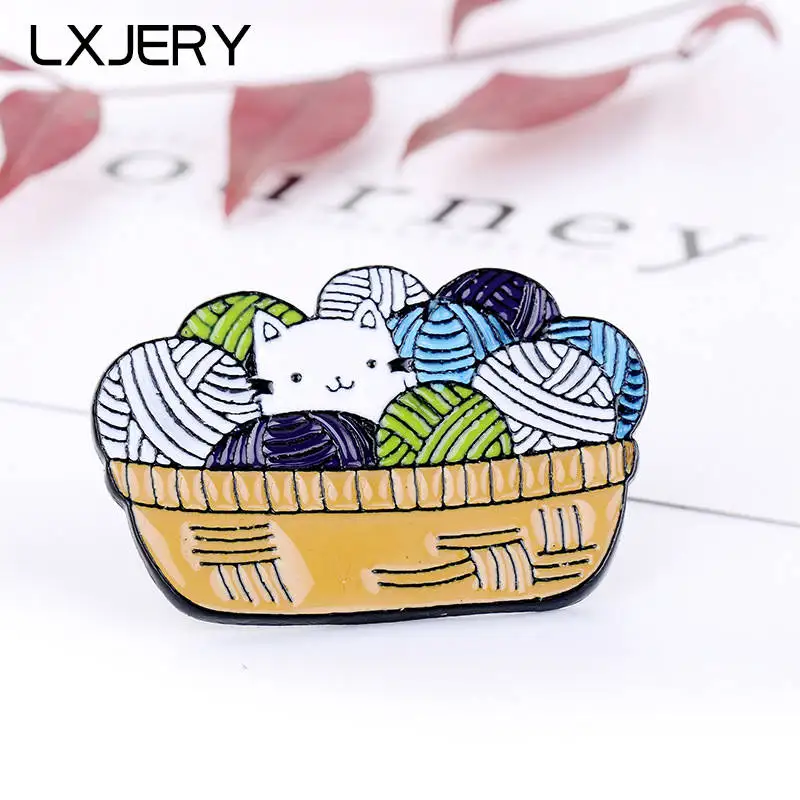 LXJERY мультяшный шерстяной кластер Кот эмаль значок на рюкзак прекрасный брошь