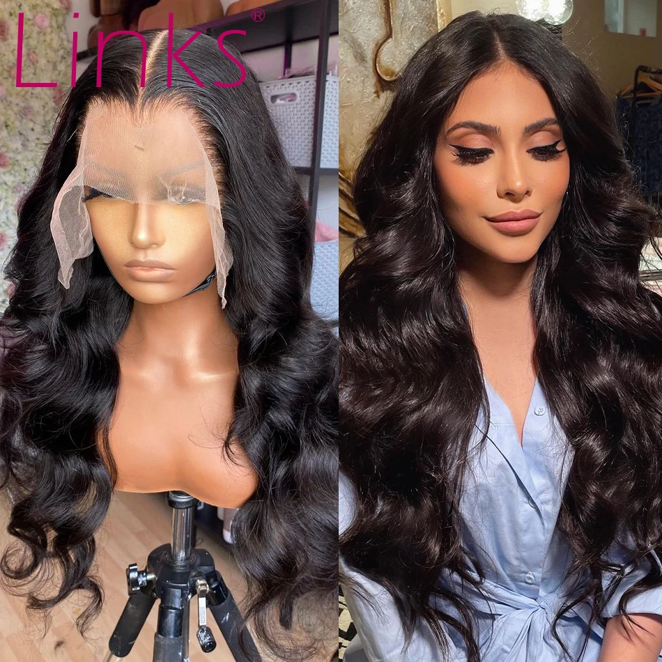 Парик из человеческих волос с кутикулой звеньев 4X4 парики на шнуровке спереди для