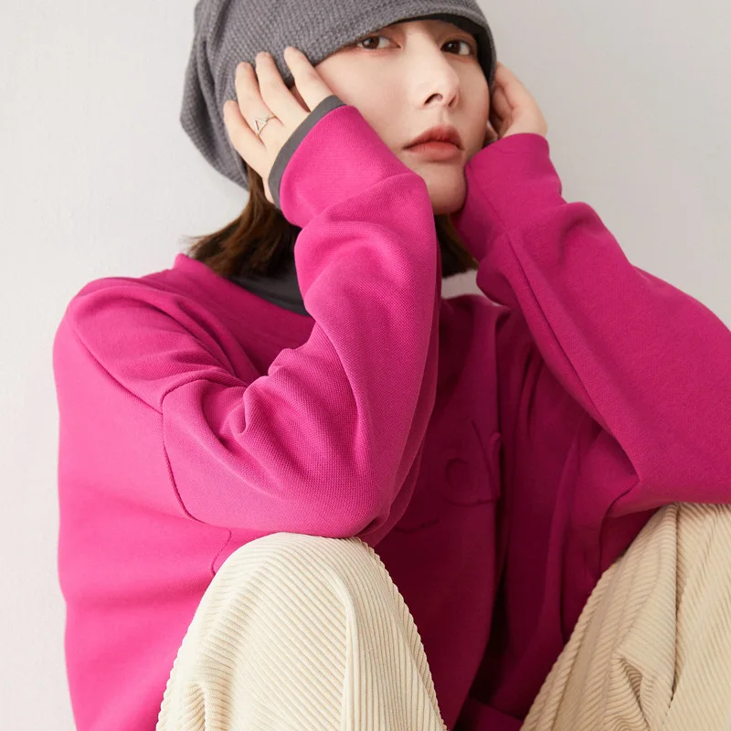 

Hoodies Women Autumn Winter Casual Loose Fashion Pullover Solid Letter Hip Pop Long Sleeve Harajuku Female De Moda Streetwear