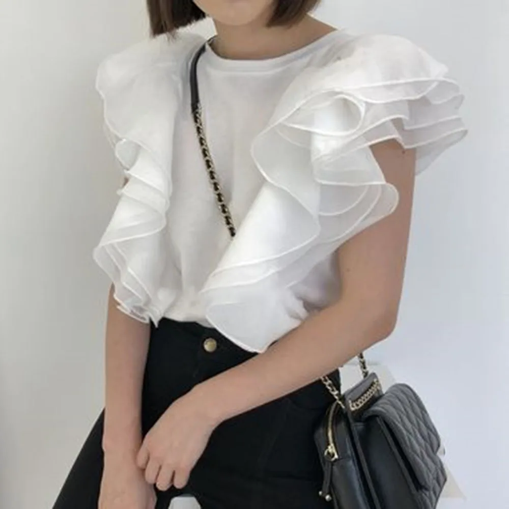 Футболка женская свободного покроя в Корейском стиле модная однотонная белая