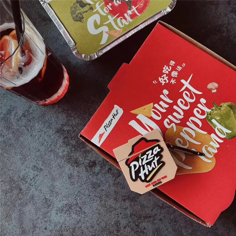 3D Силиконовый мягкий чехол для наушников с изображением пиццы и Мультяшные