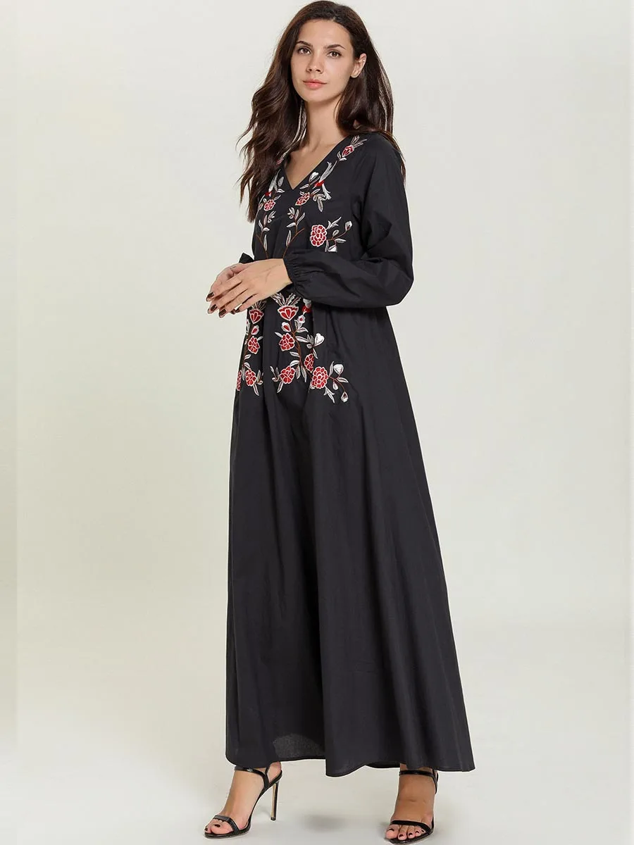 Арабское платье арабское Женский Восточный халат abaya черное мусульманское