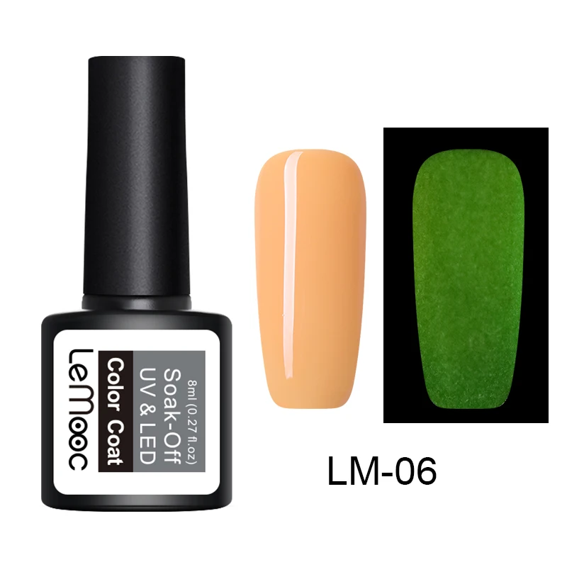LM-06 LEMOOC, 8 мл, светящийся гель, телесный, розовый цвет, Гель-лак, Полупостоянный, замачиваемый, Гель-лак для ногтей, УФ-гель для ногтей, лак для летнего маникюра - Цвет: LM-06