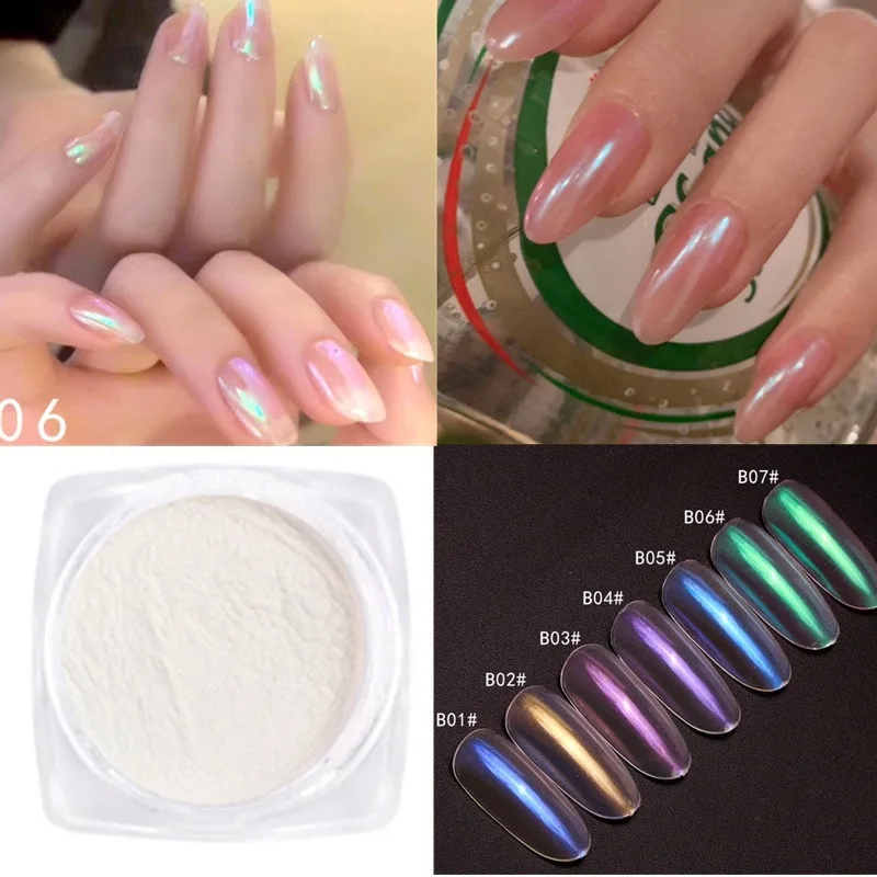 Прозрачный модный зеркальный порошок русалки 7 цветов хромированный УФ-гель для