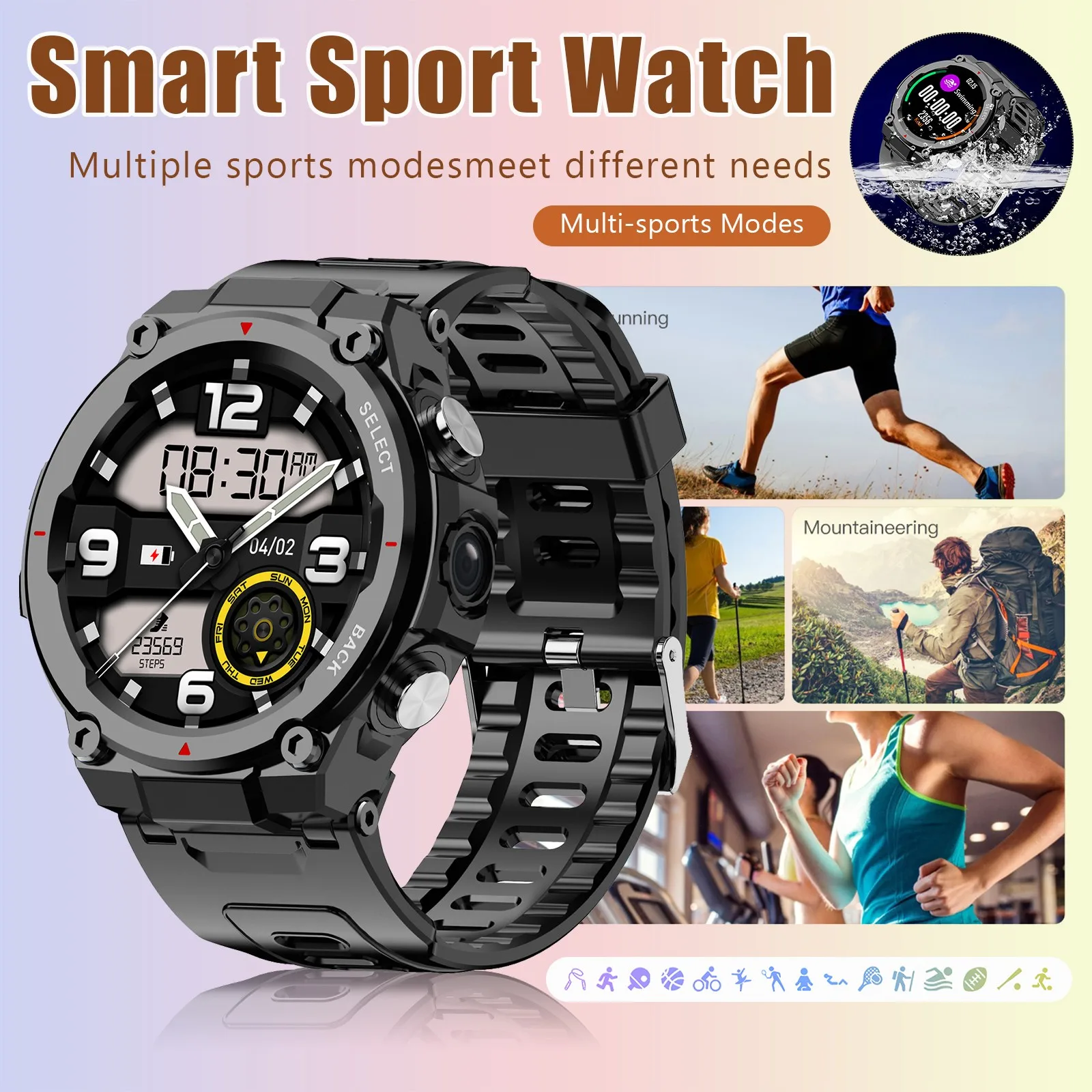 

Q998 4G Smart Watch For Men Women Outdoor Sport Smartwatch IP68 Waterproof Swimming Watch 1.28" Round Fitness Tracker SOS Watch