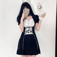 black classic maid outfit dark gothic cat women clothes japanese soft girl lolita maid dress anime cosplay costume kawaii loose