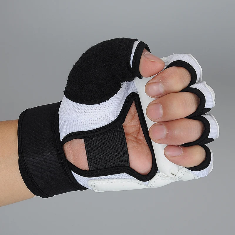 Leiskon Half Finger Boxing Gloves PU Leather MMA Fighting Kick Boxing Gloves Karate Muay Thai Training Workout Gloves Kids Men