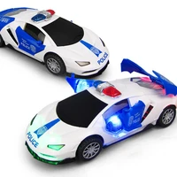 kids electric car toy 360 rotation police car play vehicle with led music kids educational toy gift