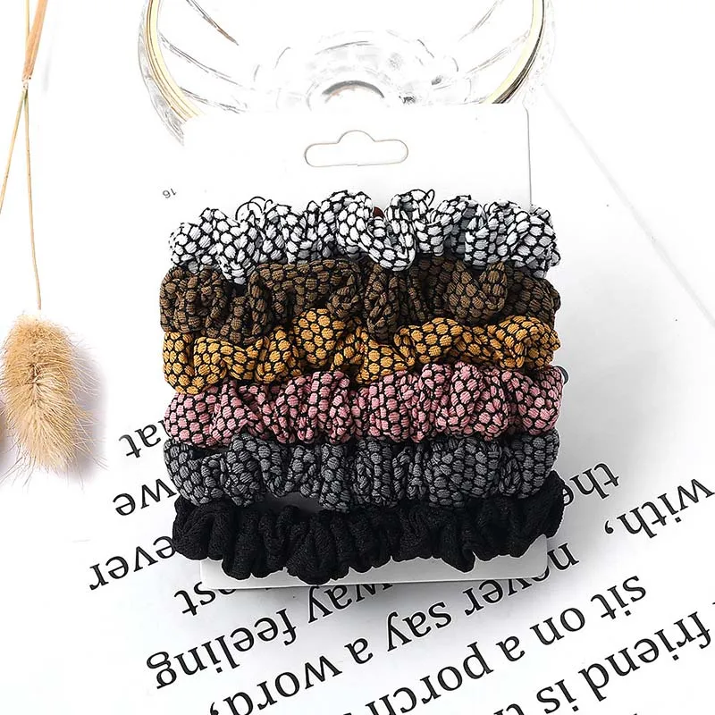 

4/6pcs Stain Scrunchies Set Women Girls Dot Flower Printing Hair Rope Ties Cute 2021 Fashion Ponytail Holder Hair Accessories