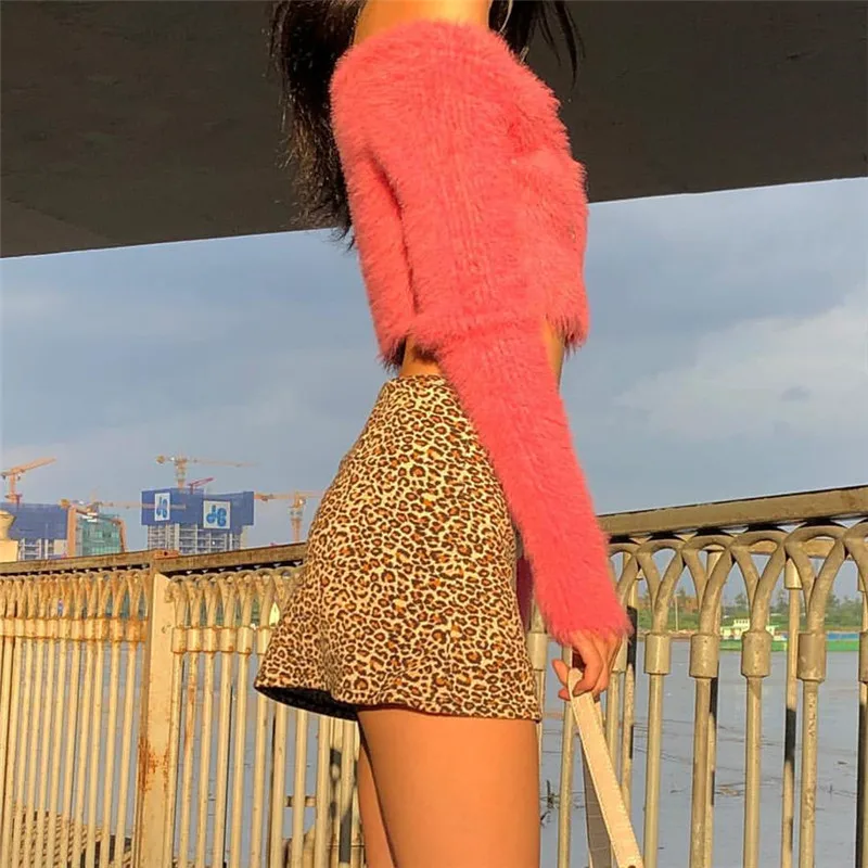 Сексуальный вязаный кардиган на молнии с открытыми плечами милый розовый