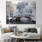 5D алмазная живопись, вышивка крестиком, зимняя мозаика с мостом снега, полноразмернаякруглая Алмазная вышивка, пейзаж, Рождественский подарок BY1170