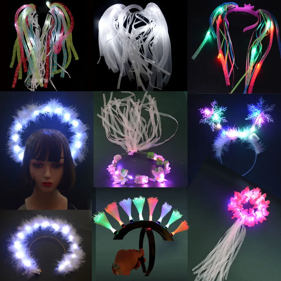 

Светящиеся огни для детей и взрослых, мигающая головная повязка из оптоволокна, волосы для вечерние НКИ, Рождества, дня рождения, свадьбы, св...