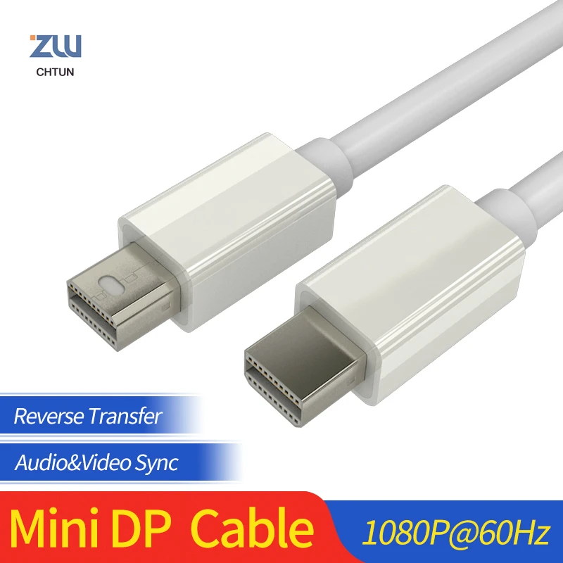 

GCX Mini DP DisplayPort Cable Male to Male Thunderbolt 2 Display Port Adapter Converter White for Apple iMac MacBook Pro Air