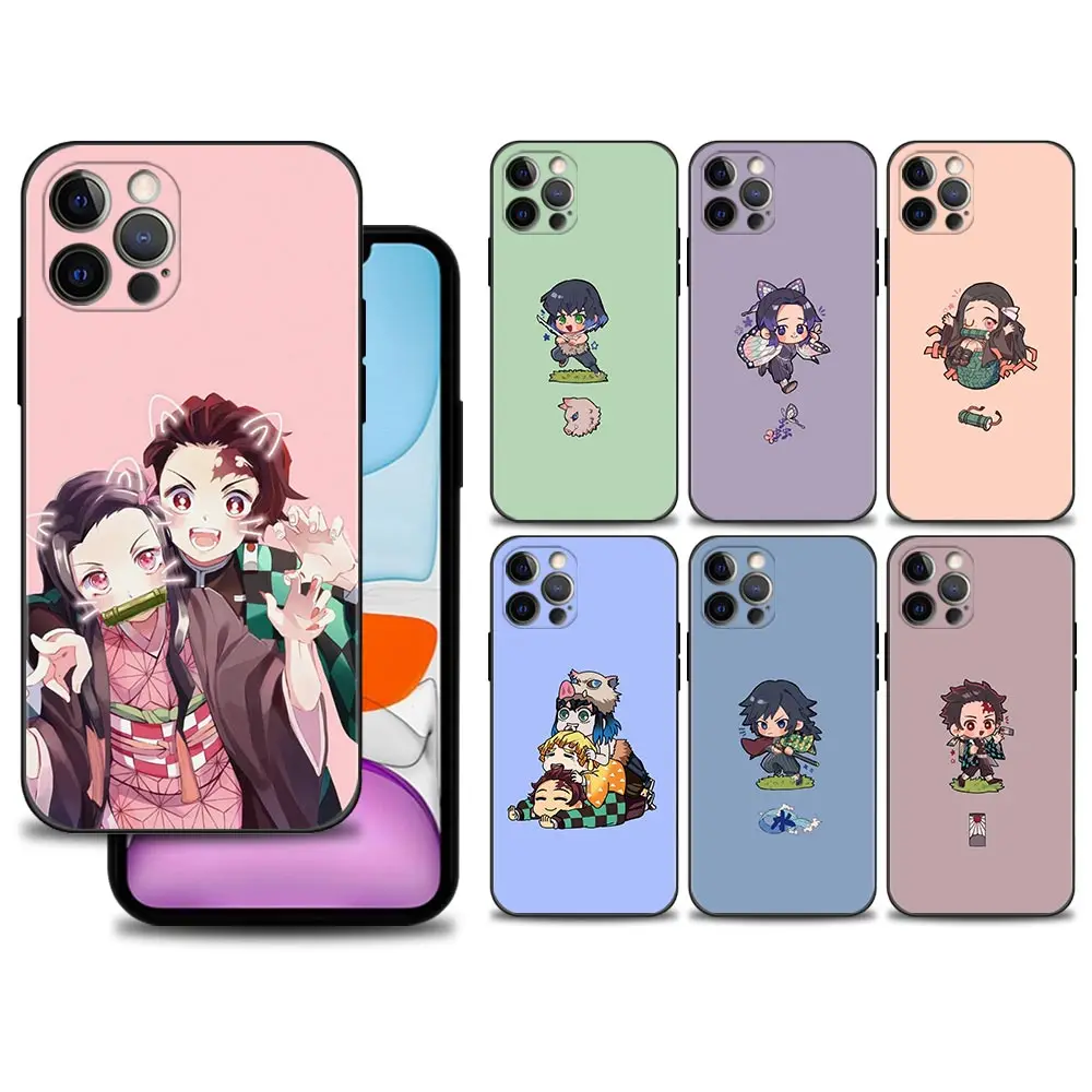 

Demon Slayer Kimetsu No Yaiba Phone Case For iPhone 13 12 11 Pro Max 12Mini XS XR X 8 7 6s 6 Plus 5 5S SE Cover Capa Black Shell