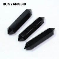 wholesale 100 natural obsidian crystal column treatment double ended quartz stone crystal decoration ornament home using